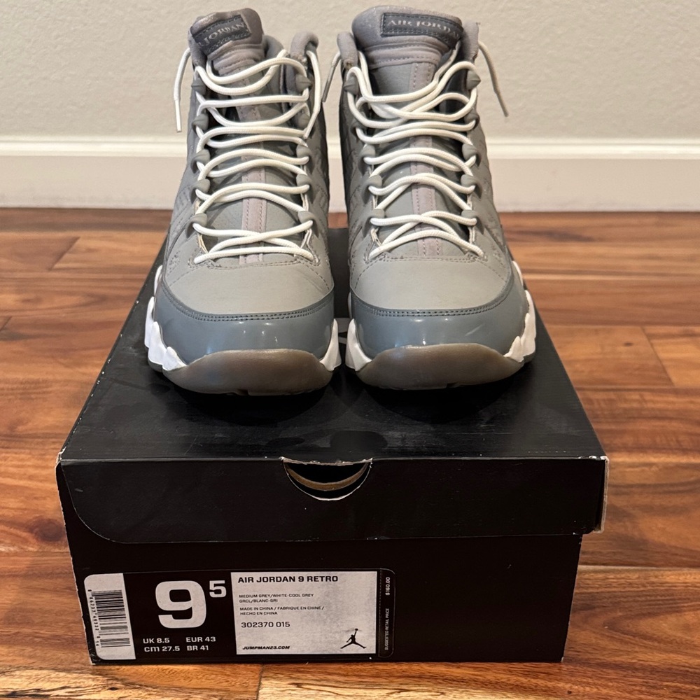 Jordan 9 Retro Gray and White Sneakers